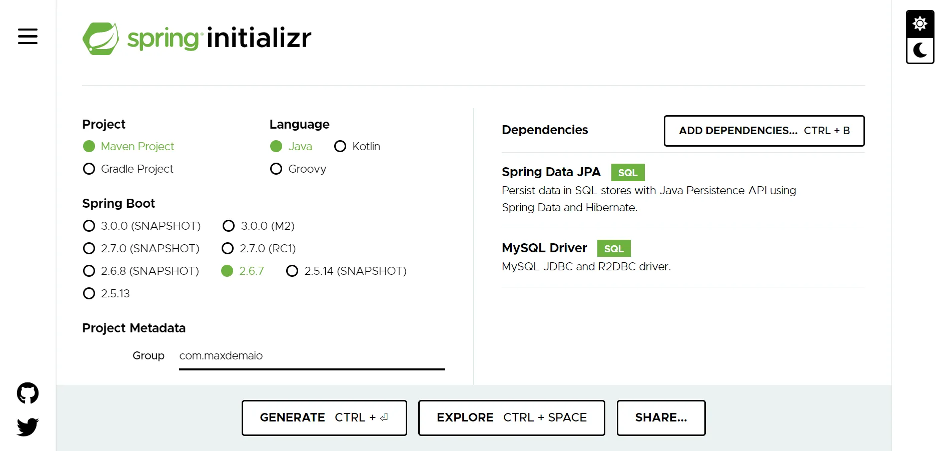 Spring Initializr Image